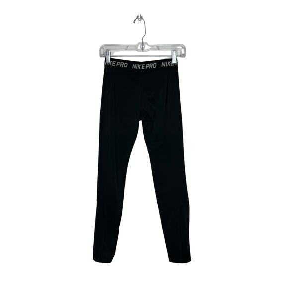 Nike Pro Girls Black Capri Compression 3/4 Leggings Sport Athlete  Pants Size XL - Picture 4 of 7